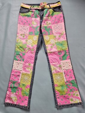 Lilly Pulitzer Serene Patchwork, Beaded With Belt Jeans